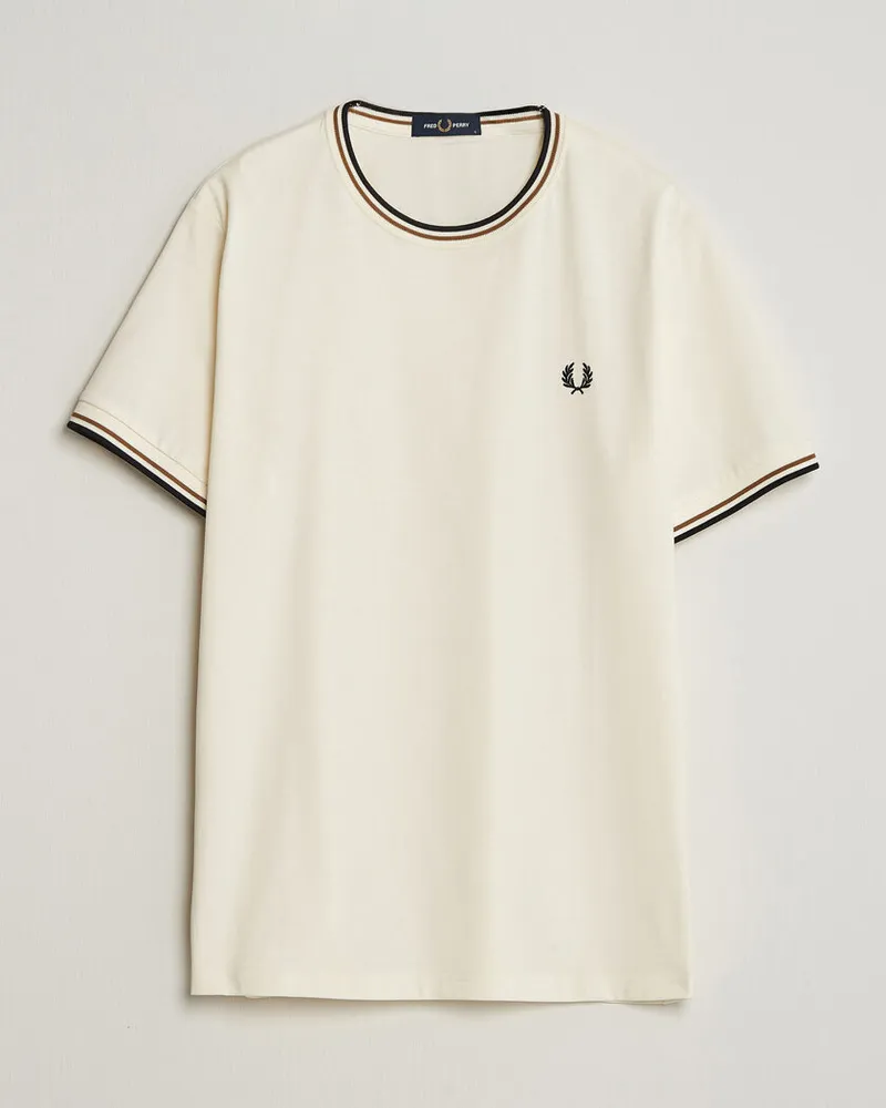 Fred Perry Twin Tipped T-Shirt Ecru Weiß