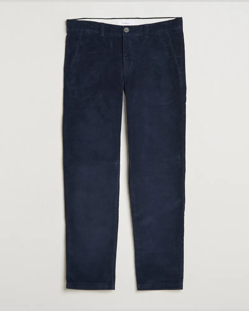 Knowledge Cotton Apparel Chuck Regular Cord Trousers Night Sky Blau