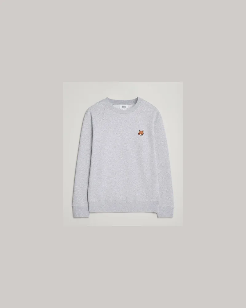 Kitsuné Fox Head Sweatshirt Light Grey Melange Grau