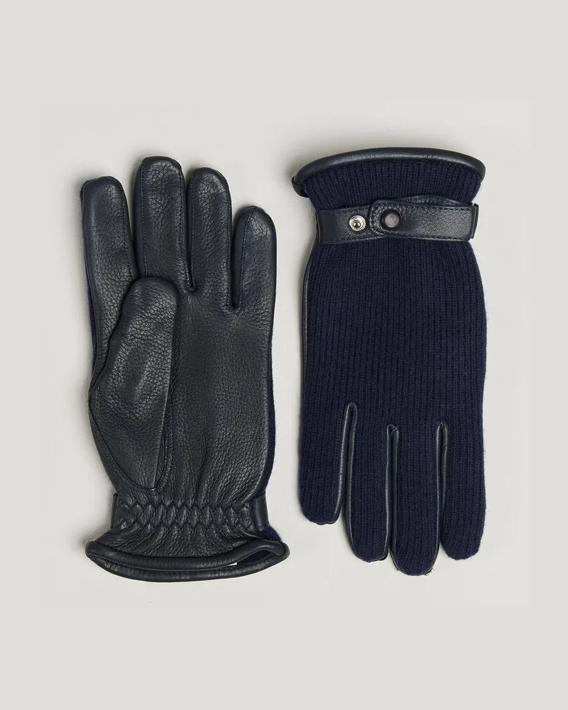 Hestra Christopher Cashmere/Elkskin Glove  Navy Blau