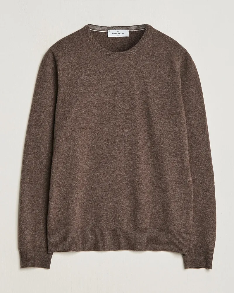 Gran Sasso Wool/Cashmere Crew Neck Brown Melange Braun
