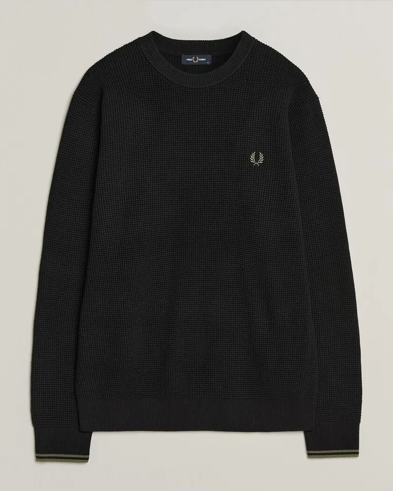 Fred Perry Waffle Stitch Jumper Black Schwarz