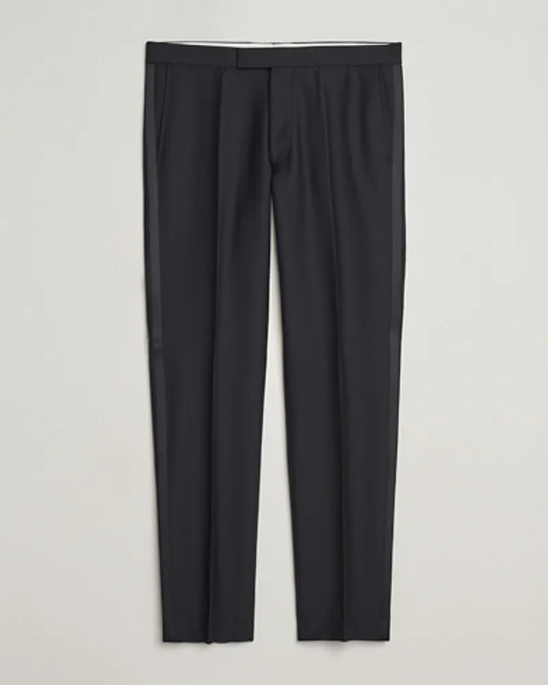 Oscar Jacobson Denz Woll Tuxedo Trousers Black Schwarz