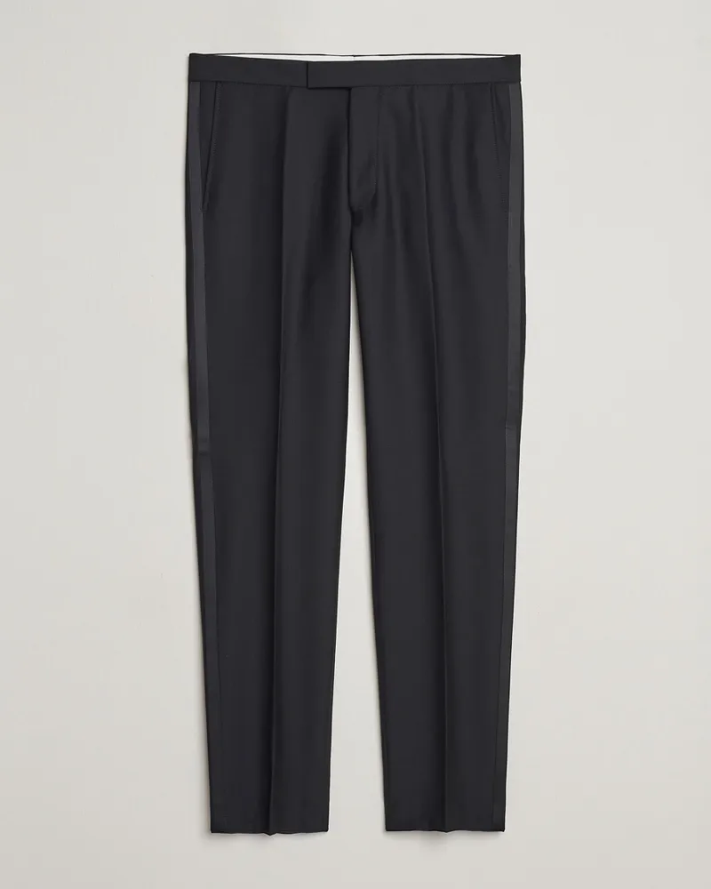 Oscar Jacobson Denz Wool Tuxedo Trousers Black Schwarz