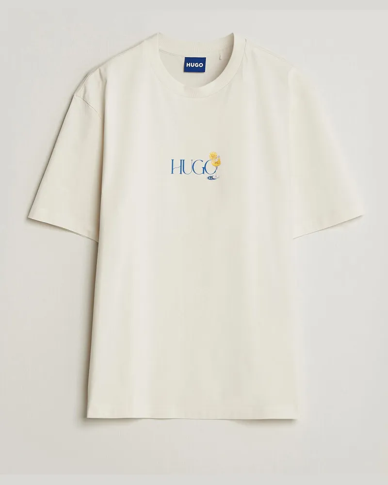 HUGO BOSS Nulaxo Printed Crew Neck T-Shirt Open White Weiß