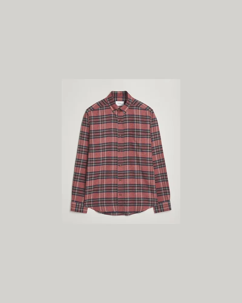 Eton Casual Fit Checked Flannel Shirt Red Multi Rot