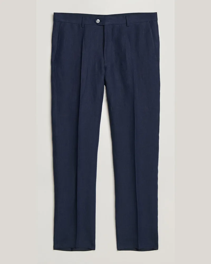 Oscar Jacobson Dandy Linen Trousers Navy Blau