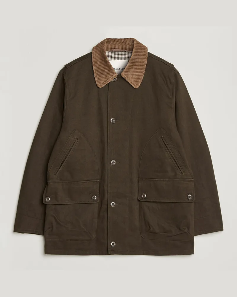 Gant Moleskin Decker Jacket Dark Moss Green Grün