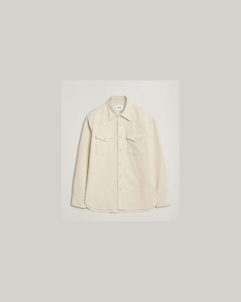 NN 07 Ricky Corduroy Overshirt Ivory Weiß
