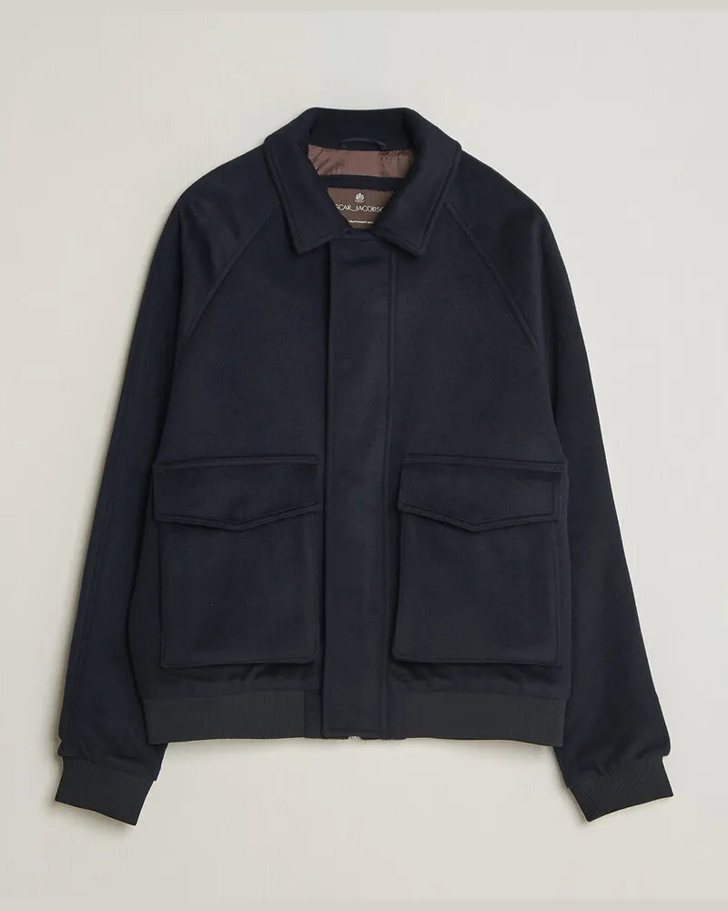 Oscar Jacobson Aviator Wool Jacket Navy Blau