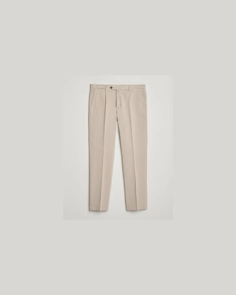Briglia 1949 Easy Fit Pleated Cotton Stretch Chino Beige Beige