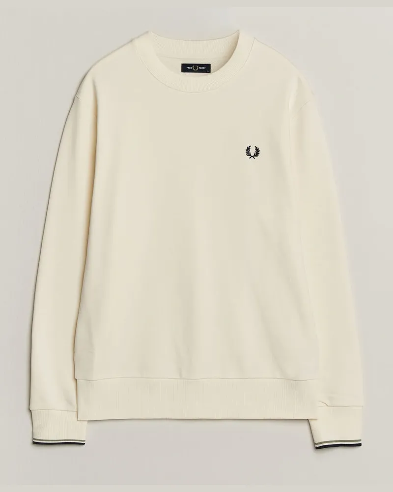 Fred Perry Crew Neck Sweatshirt Ecru Weiß