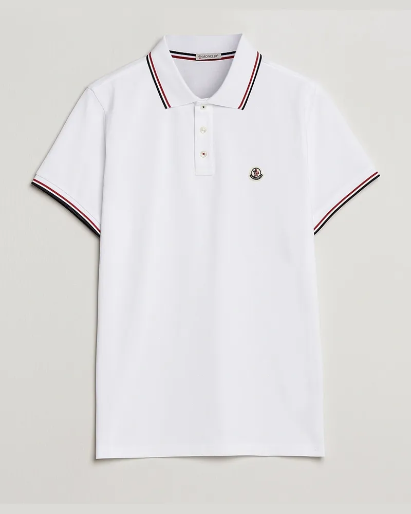 Moncler Contrast Rib Polo White Weiß