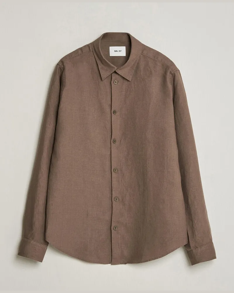NN 07 Enzo Linen Shirt Mable Husk Grün