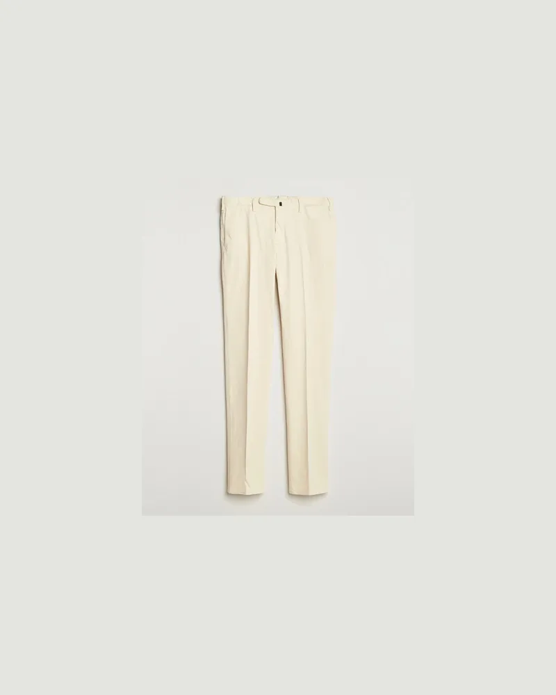 Incotex Slim Fit Cotton Stretch Chinos Off White Weiß