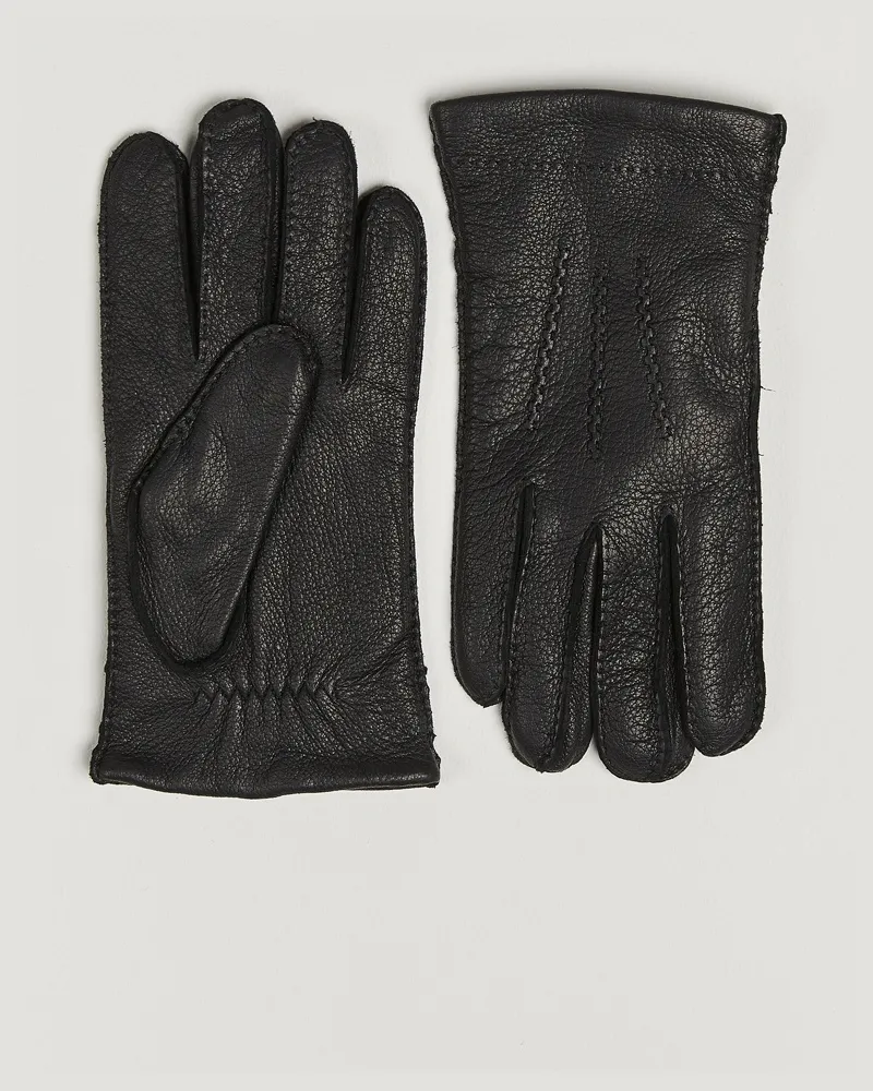 Amanda Christensen Lined Deerskin Gloves Black Schwarz