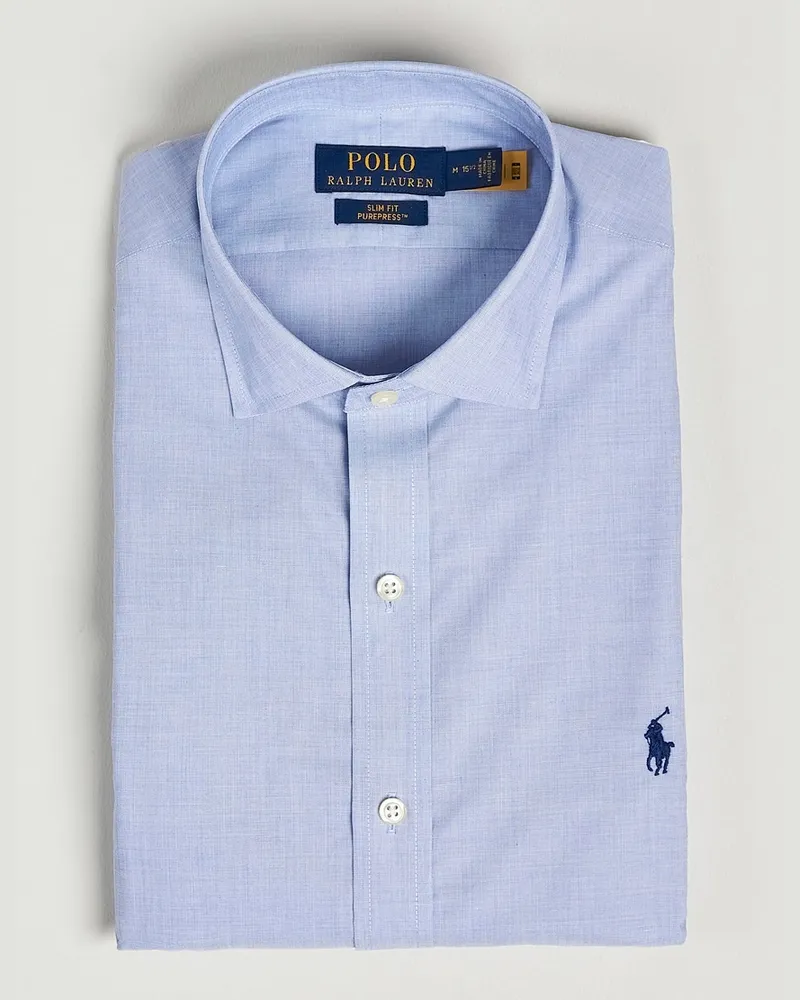 Ralph Lauren Slim Fit Poplin Cut Away Dress Shirt Light Blue Blau