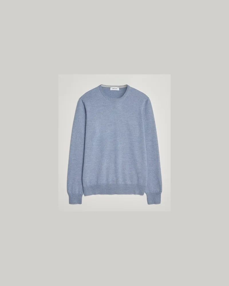 Gran Sasso Merino Fashion Fit Crew Neck Pullover Blue Melange Blau