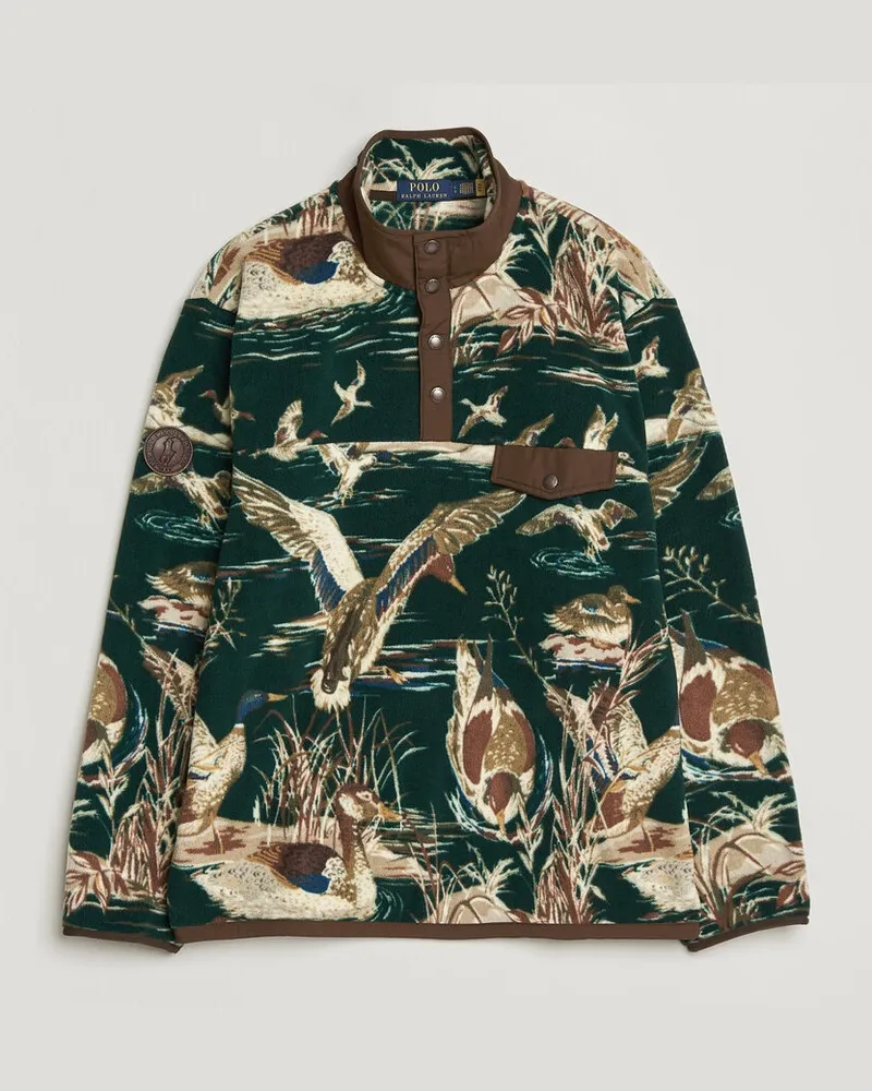 Ralph Lauren Printed Vintage Fleece Pullover Duck Pond Scenic Mehrfarbig