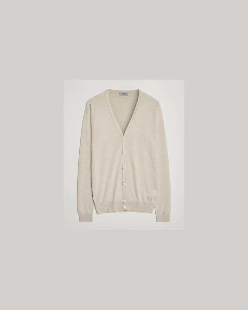 John Smedley Petworth Extra Fine Merino Cardigan Grey Fleece Beige