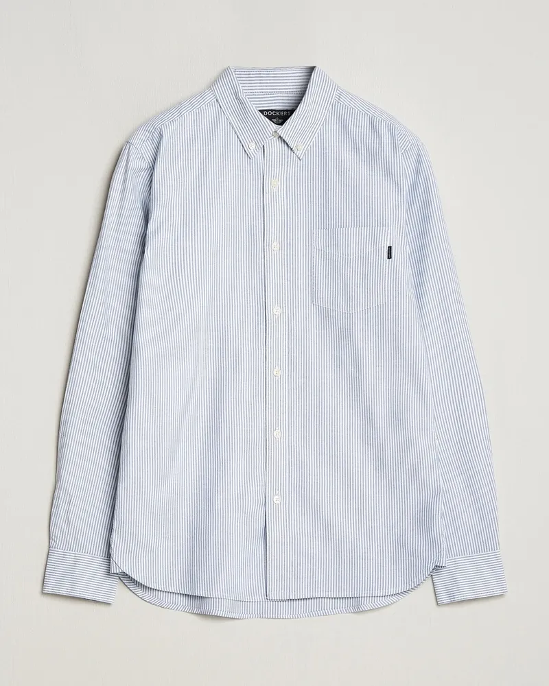 Dockers Cotton Stretch Oxford Shirt Striped Delft Weiß