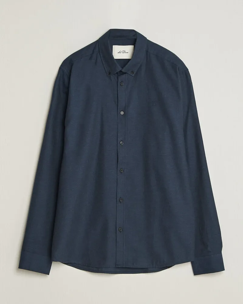 LES DEUX Soft Flannel Shirt Dark Navy Blau
