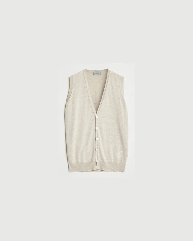John Smedley Huntswood Slim Fit Waistcoat Grey Fleece Beige