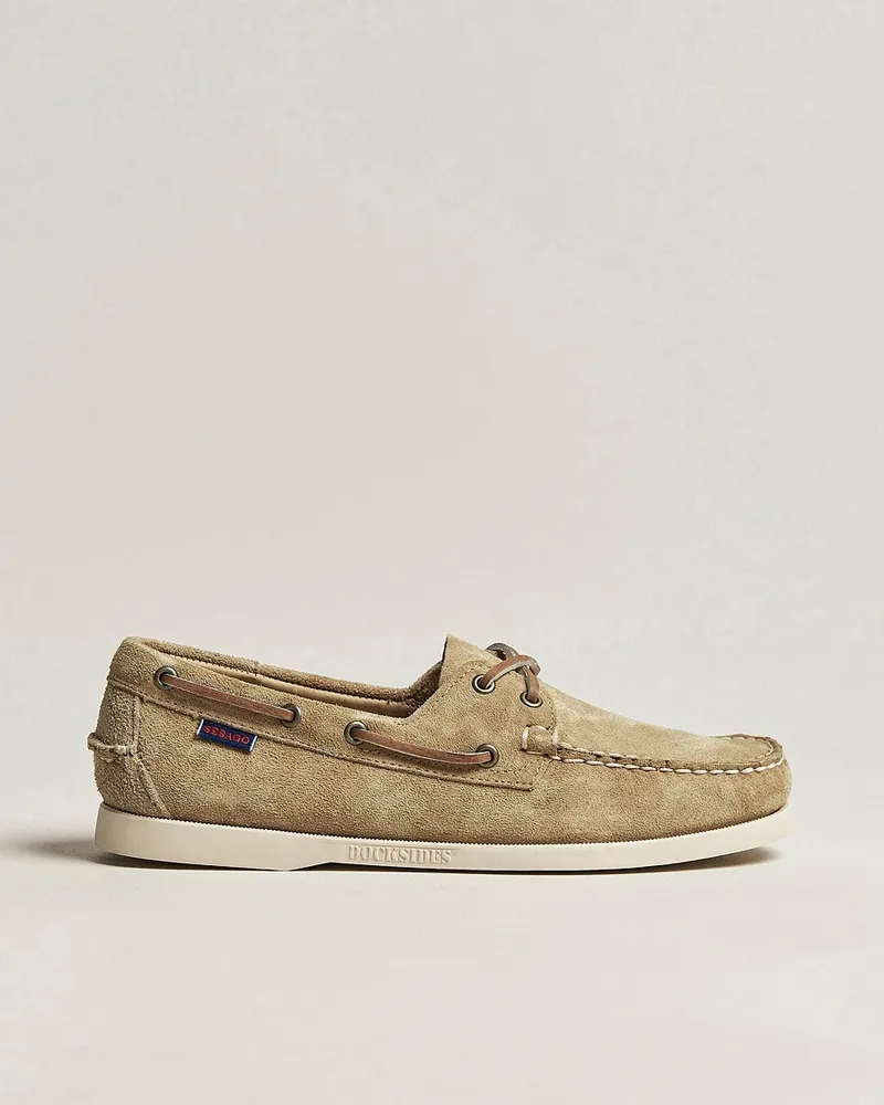Sebago Docksides Suede Boat Shoe Beige Camel Beige