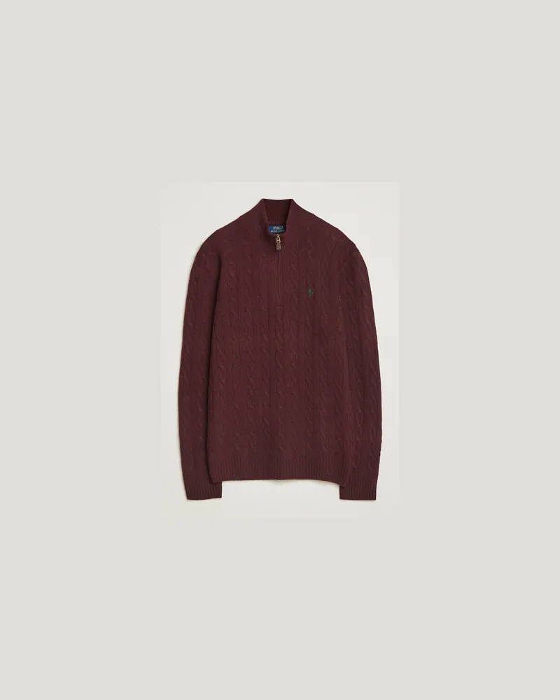 Ralph Lauren Wool/Cashmere Cable Half Zip Aged Wine Heather Rot