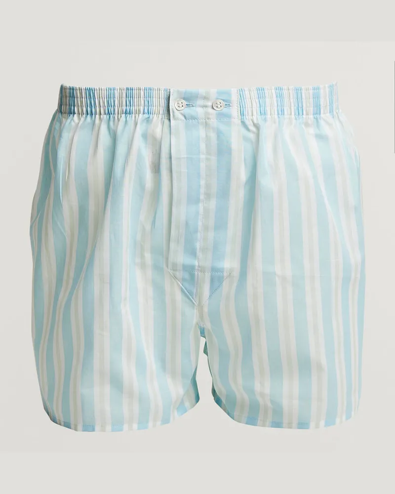 Derek Rose Classic Fit Striped Woven Cotton Boxer Shorts Blue/White Mehrfarbig