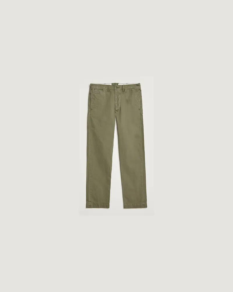 RRL Officers Flat Pants Olive Grün