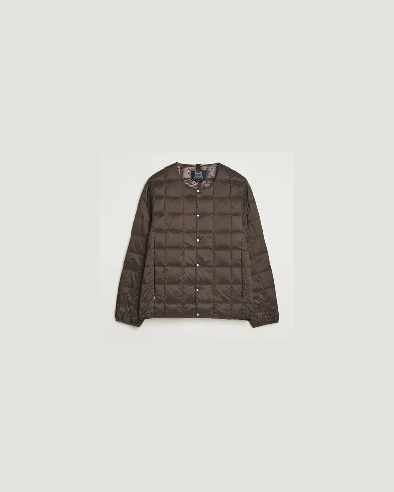 TAION Crew Neck Button Down Jacket Dark Choco Braun