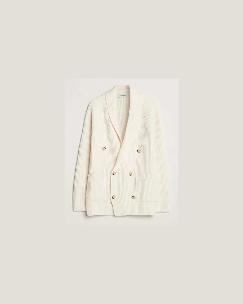 Gran Sasso Gran Sasso Shawl Collar Heavy Knitted Wool Cardigan Cream Weiß