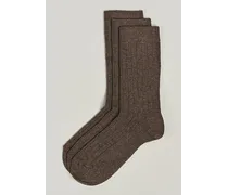 3-Pack Supreme Woll/Cashmere Sock Brown Melange