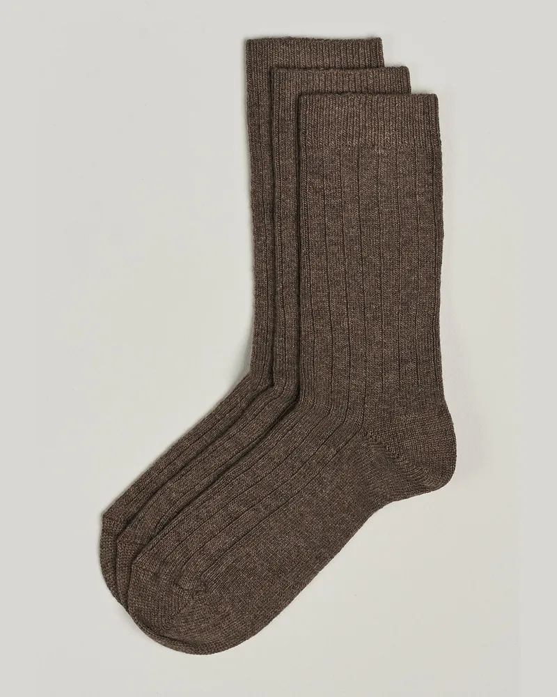 Amanda Christensen 3-Pack Supreme Wool/Cashmere Sock Brown Melange Braun