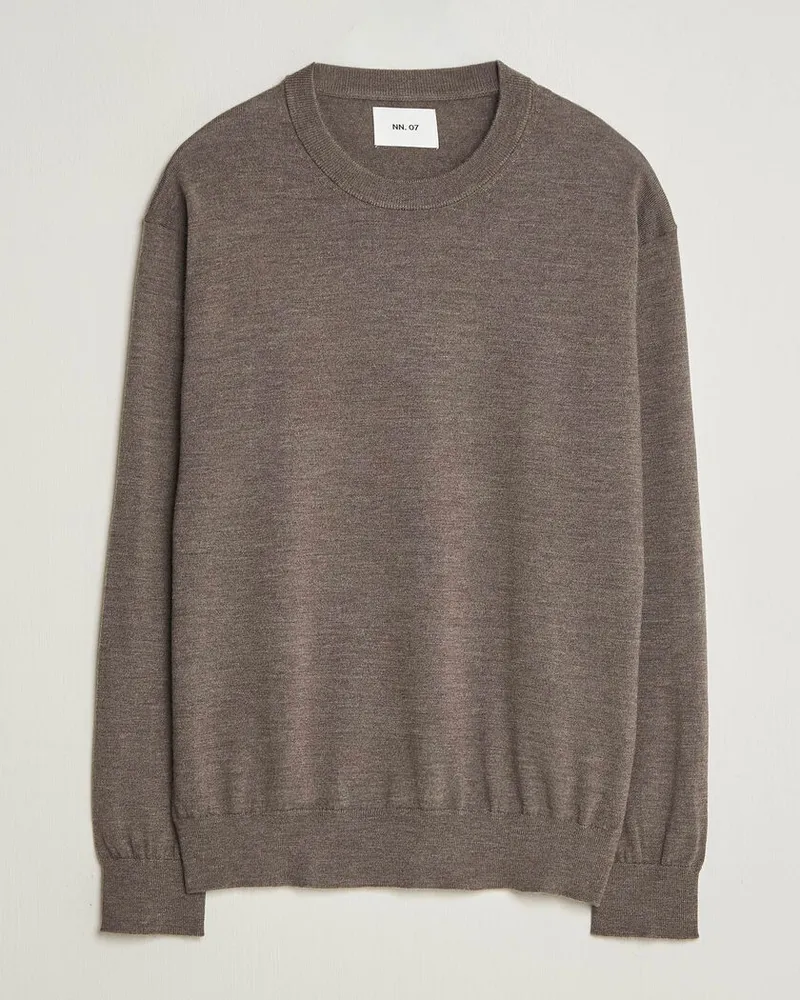 NN 07 Nate Wool Knitted Crew Neck Mable Husk Braun