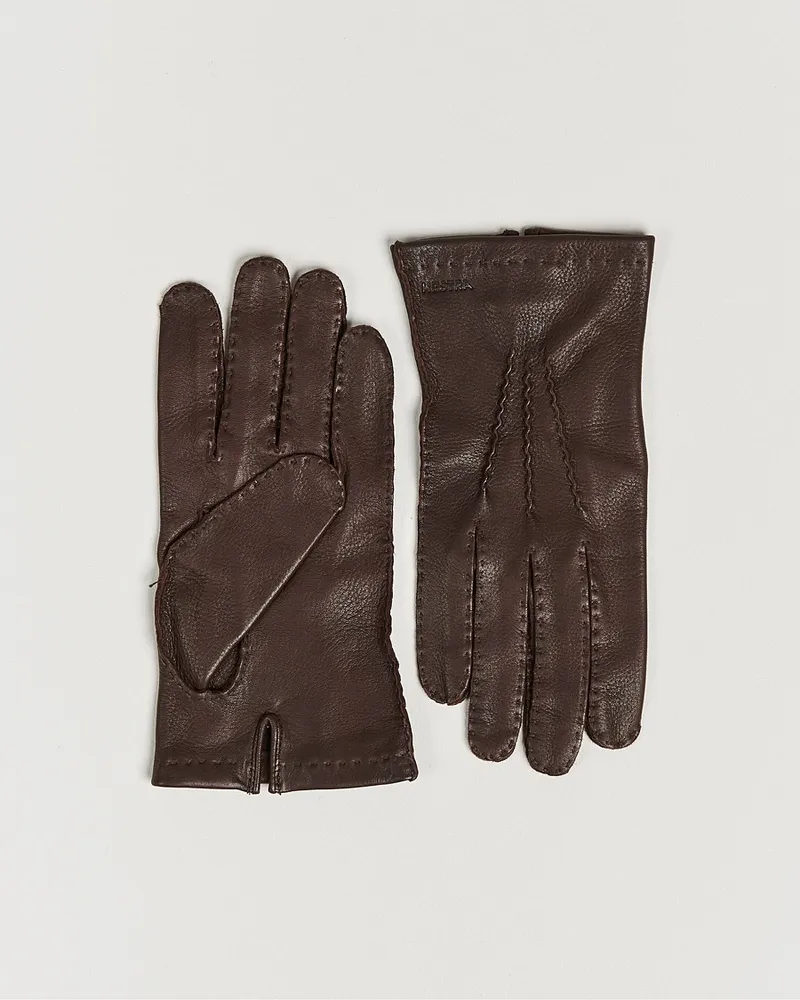 Hestra Henry Unlined Deerskin Glove Chocolate Braun