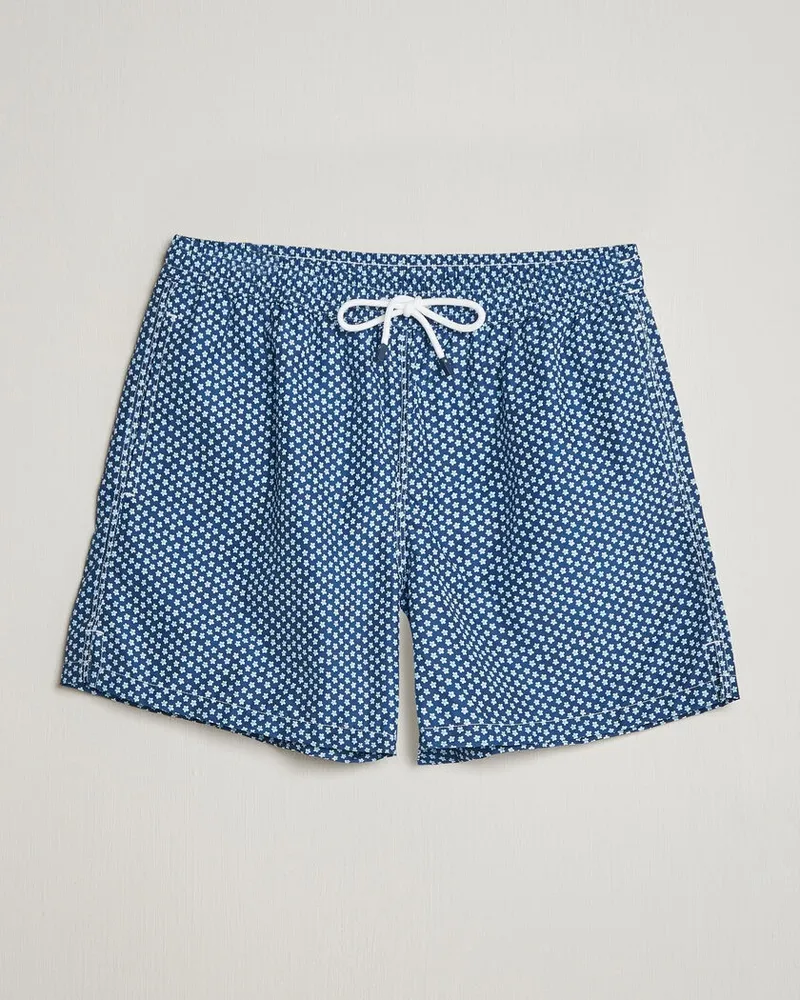 Fedeli Madeira Swim Trunk Blue Flowers Blau