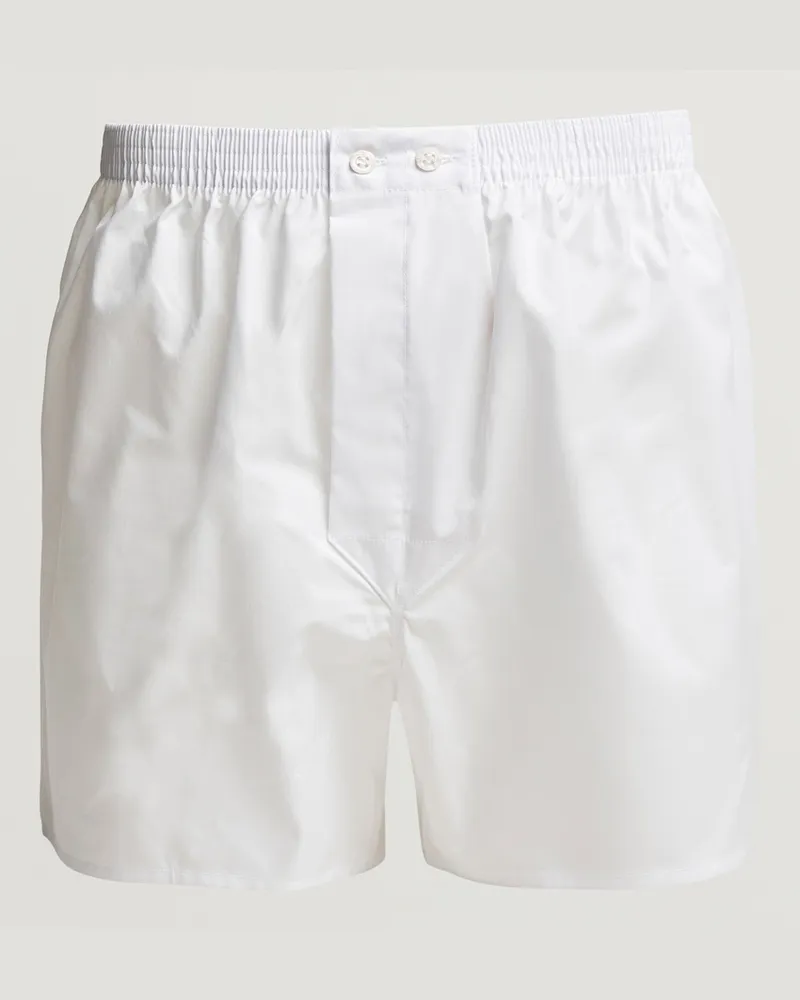 Derek Rose Classic Fit Cotton Boxer Shorts White Weiß