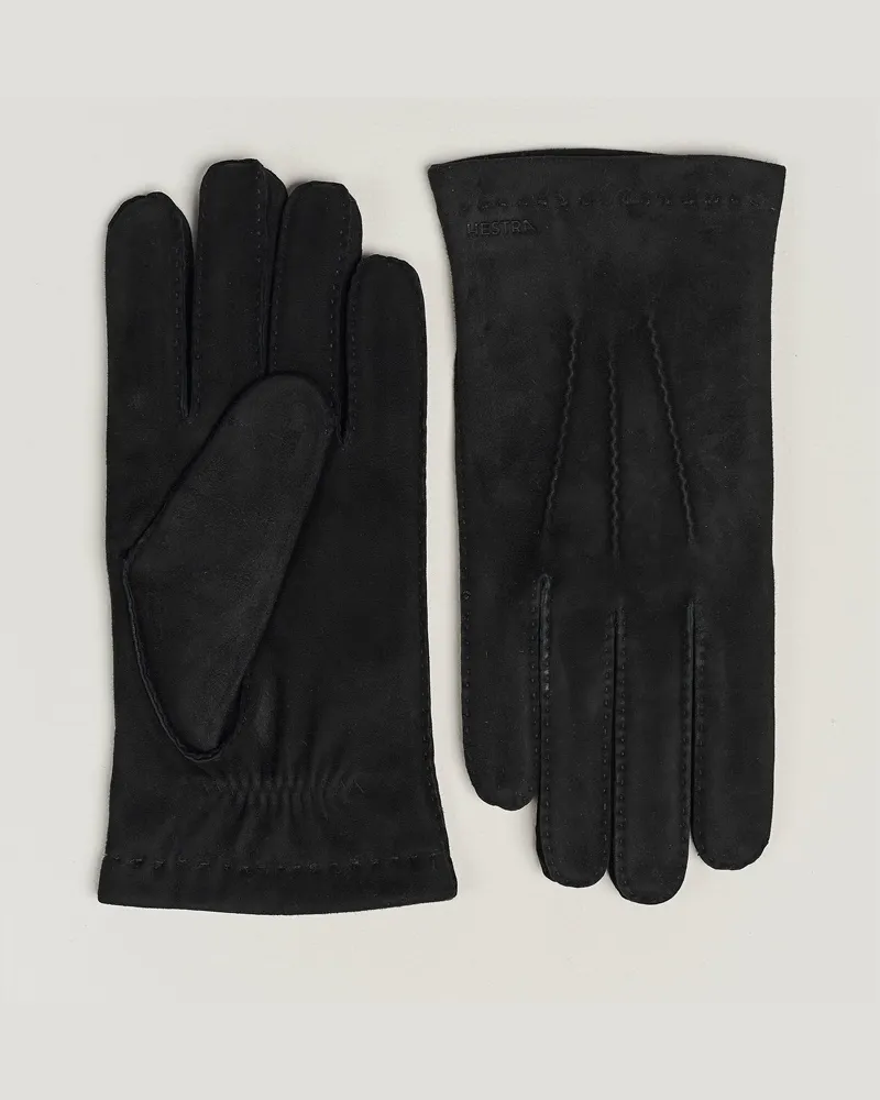 Hestra Arthur Wool Lined Suede Glove Black Schwarz