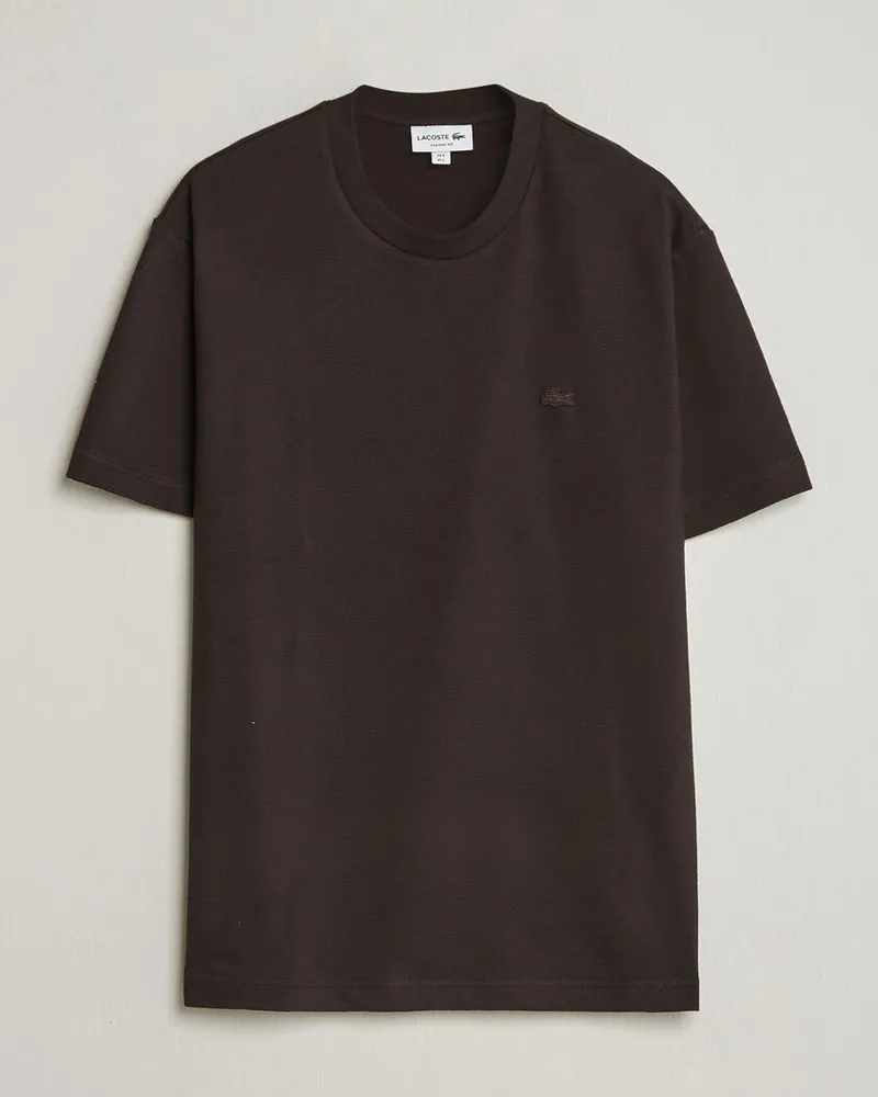 Lacoste Textured Cotton T-Shirt Buffalo Brown Braun