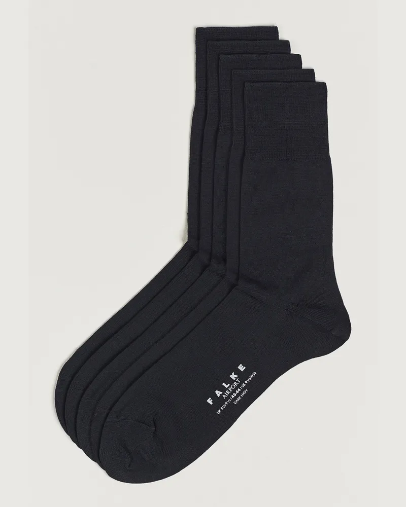 Falke 5-Pack Airport Socks Dark Navy Blau