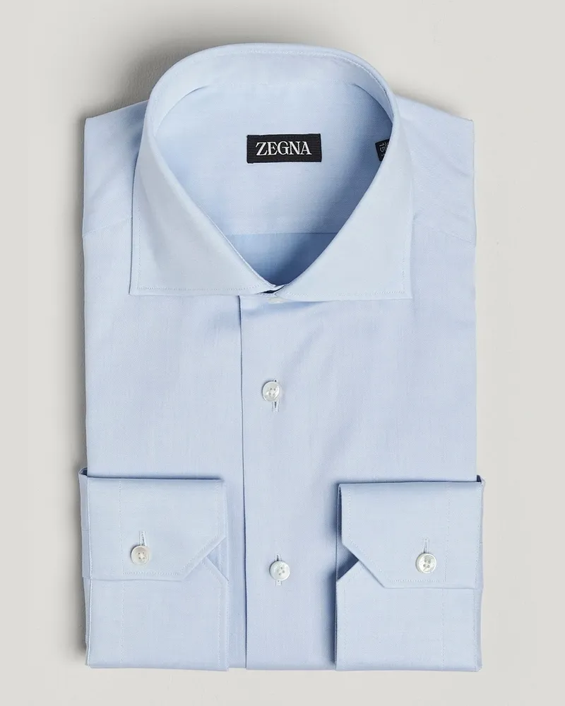 Ermenegildo Zegna Slim Fit Cotton Dress Shirt Light Blue Blau