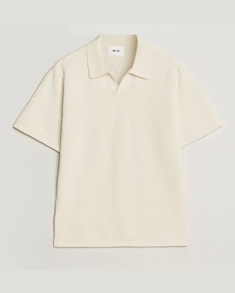 NN 07 Paul Structured Knitted Polo Ivory Beige