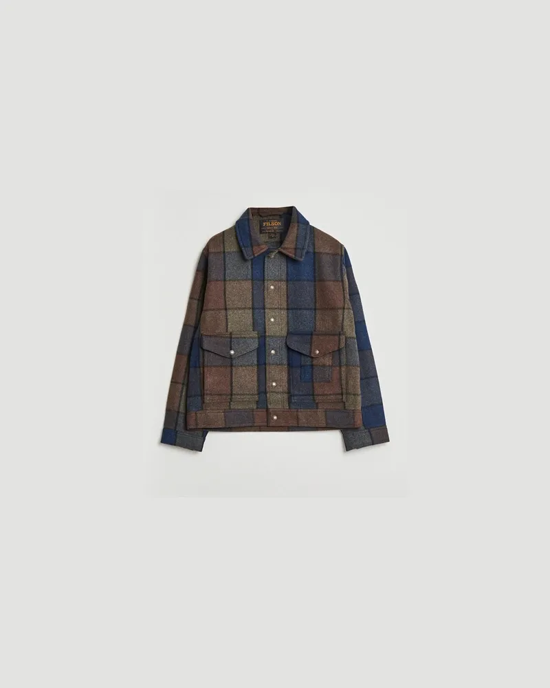 Filson Mackinaw Checked Wool Work Jacket Blue/Brown Braun