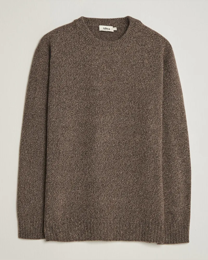 Altea Wool/Cashmere Crew Neck Pullover Brown Melange Braun
