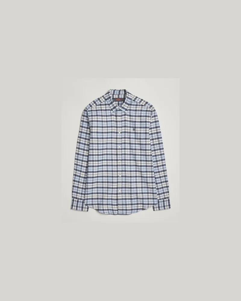 Morris Flannel Check Shirt Light Blue Blau