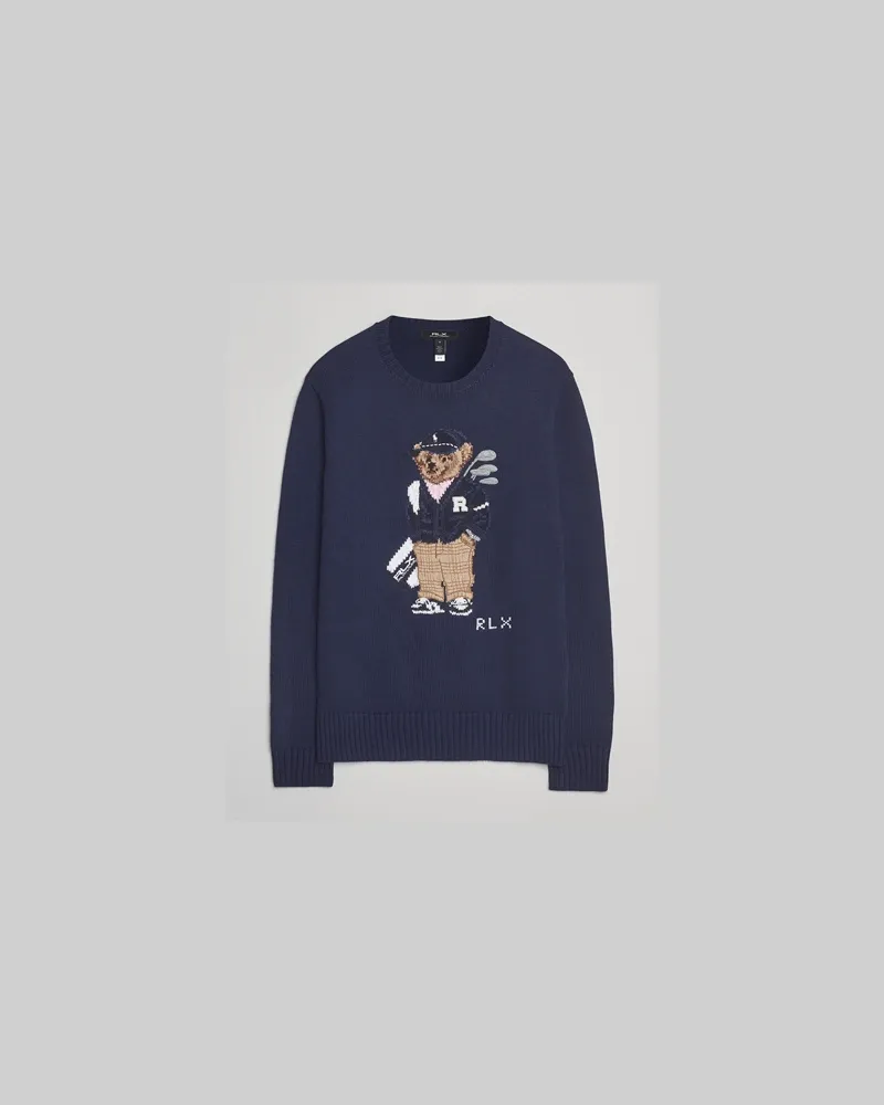 Ralph Lauren Cotton Crew Neck Bear Sweater Refined Navy Blau