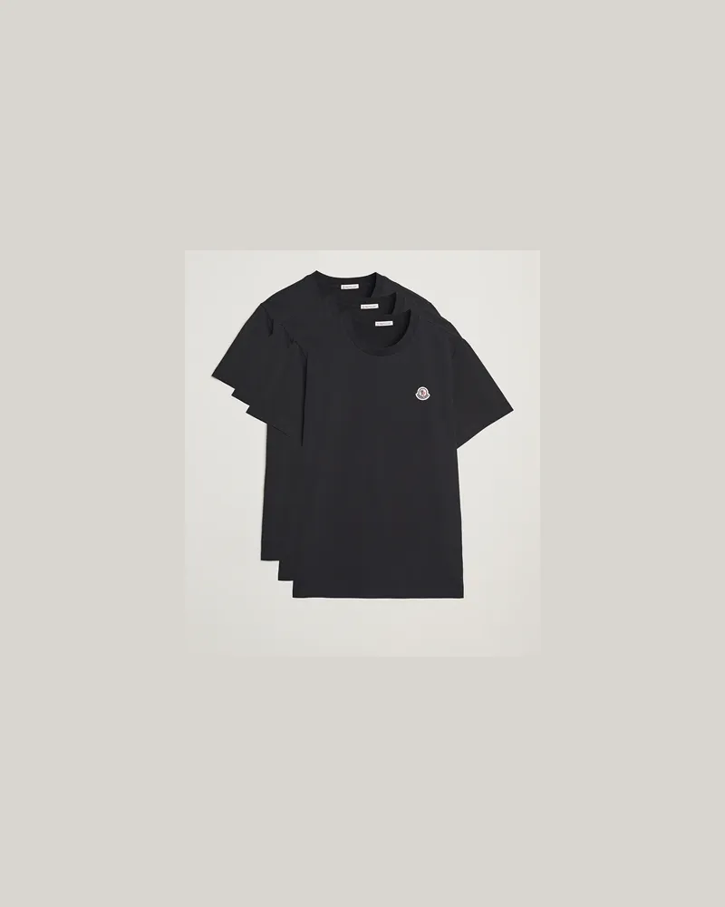 Moncler 3-Pack Logo T-Shirt Black Schwarz