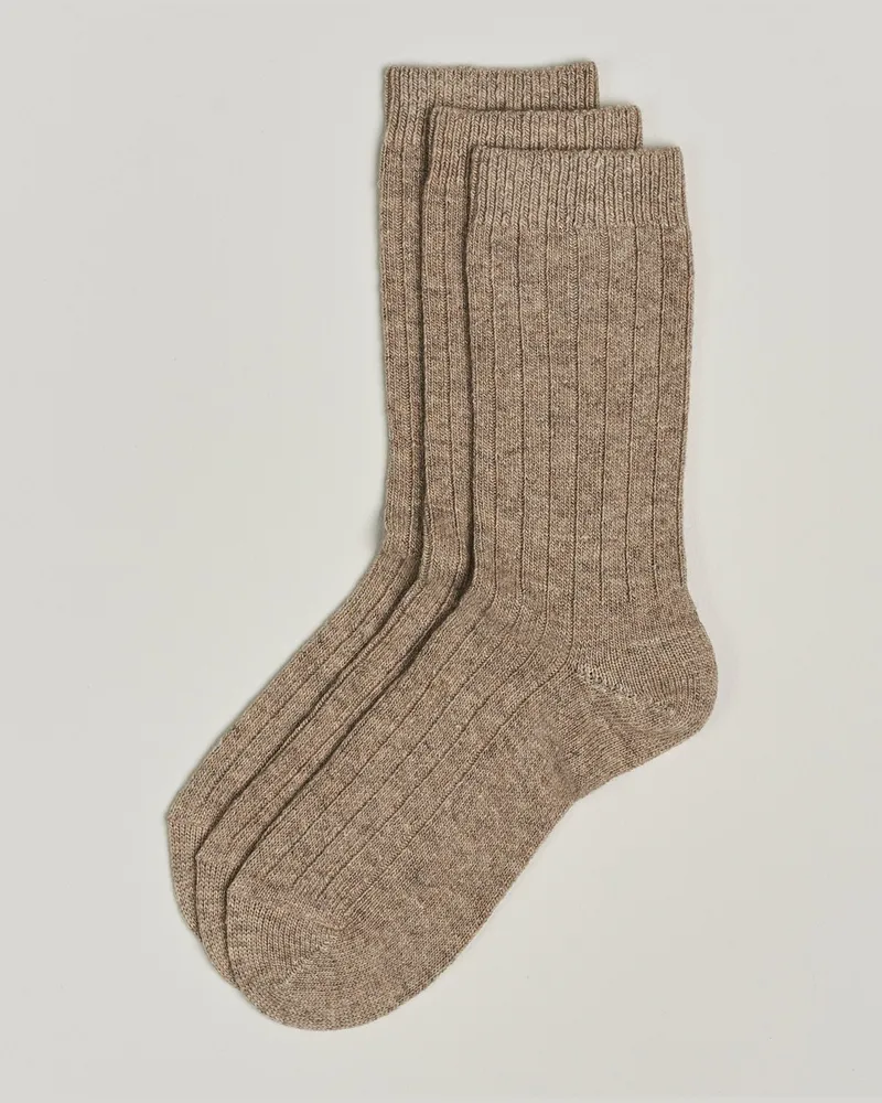 Amanda Christensen 3-Pack Supreme Wool/Cashmere Sock Beige Melange Beige